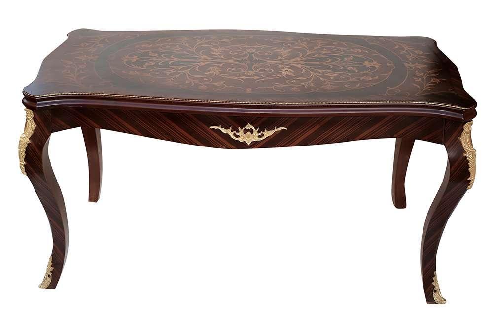 MACE - Barock Louis XV Stil - Rechteckiger Esstisch Form - Braune Farbe - Messing - Marqutray - 6 Personen - 170 Cm