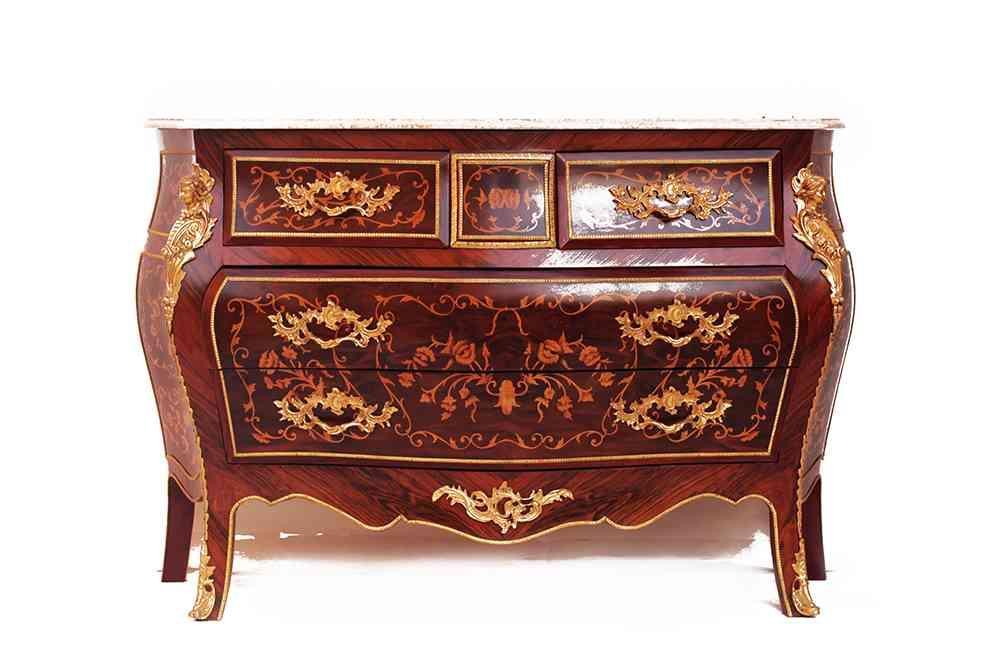 MACE Heritage - Commode baroque – marbre, laiton, marqueterie, blanc, rouge – Co-83