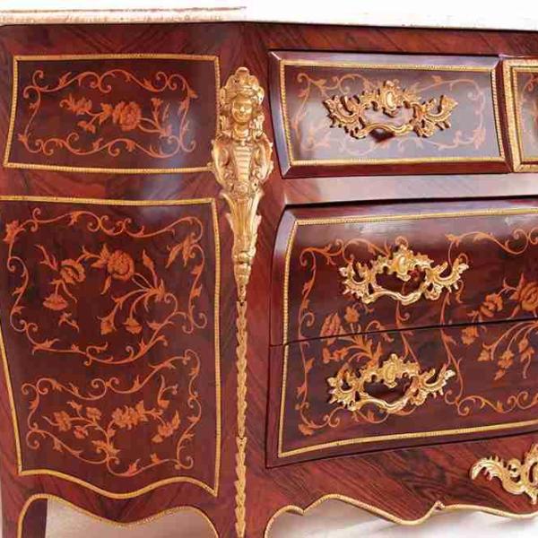 MACE Heritage - Commode baroque – marbre, laiton, marqueterie, blanc, rouge – Co-83