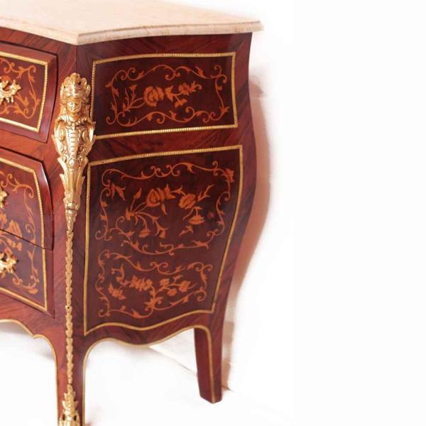 MACE Heritage - Commode baroque – marbre, laiton, marqueterie, blanc, rouge – Co-83