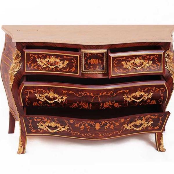 MACE Heritage - Commode baroque – marbre, laiton, marqueterie, blanc, rouge – Co-83