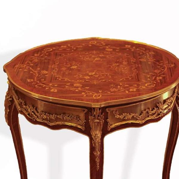 Baroque table round antique style Rococo Louis XVI - Brown - Classic furniture - MACE Mervalous