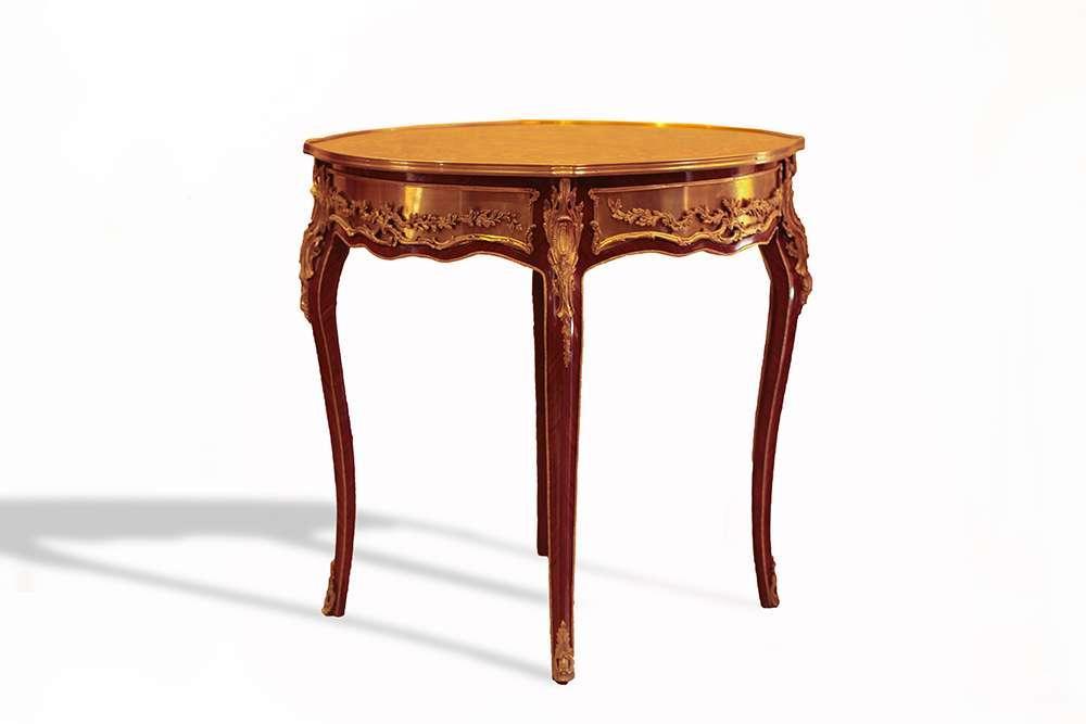 Baroque table round antique style Rococo Louis XVI - Brown - Classic furniture - MACE Mervalous
