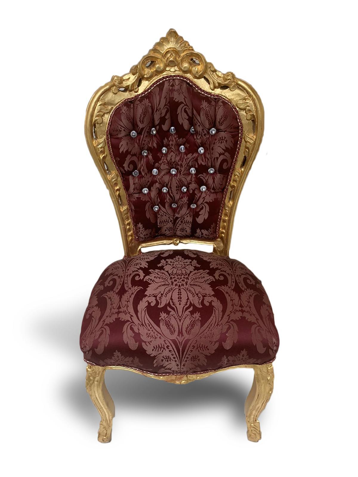 MACE Heritage - Chaise de salle à manger Rococo / baroque – satin, rouge, doré – Ch-99