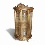 Barock-Rokoko-Vitrinen-Vitrinenschrank - klassische Möbel - Farbe Gold - runde Form - Vitrine - Wohnzimmermöbel - vier Regale - 205 cm - MACE