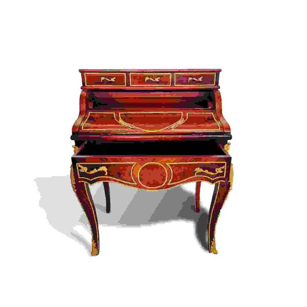 Sekretär im Stil Louis XV - Schreibtischzylinder - 7 Schubladen - braunes/goldenes Kupfer - klassische Möbel - MACE