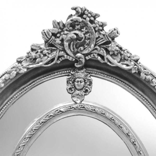 Baroque Mirror - Louis XVI Style - Oval Shape - Brothels Parks - Silver - luxury classic Mirror - MACE