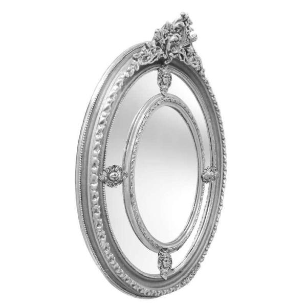 Baroque Mirror - Louis XVI Style - Oval Shape - Brothels Parks - Silver - luxury classic Mirror - MACE