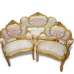 Salongarnitur Barock-Stylex - 4 Personen - Zweisitzer-Sofa+Zweisitzer-Sessel - Gold/Gold-Champagner - Wohnzimmer - Büro - Rezeption - MACE Marvellous