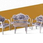 Salongarnitur Barock-Stylex - 4 Personen - Zweisitzer-Sofa+Zweisitzer-Sessel - Weiß/Blaue Rose - Wohnzimmer - Büro - Rezeption - MACE Marvellous