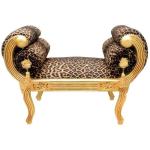 Römische Bank im Barockstil - Leopardenstoff - Holzfarbe Gold - Königliche klassische Möbel - Antiker Stil - MACE