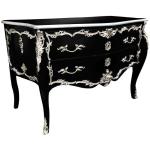 Baroque black commode - Louis XV - Silver bronze - Classic furniture - Living room - 130cm - MACE
