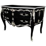 Baroque black commode - Louis XV - Silver bronze - Classic furniture - Living room - 130cm - MACE