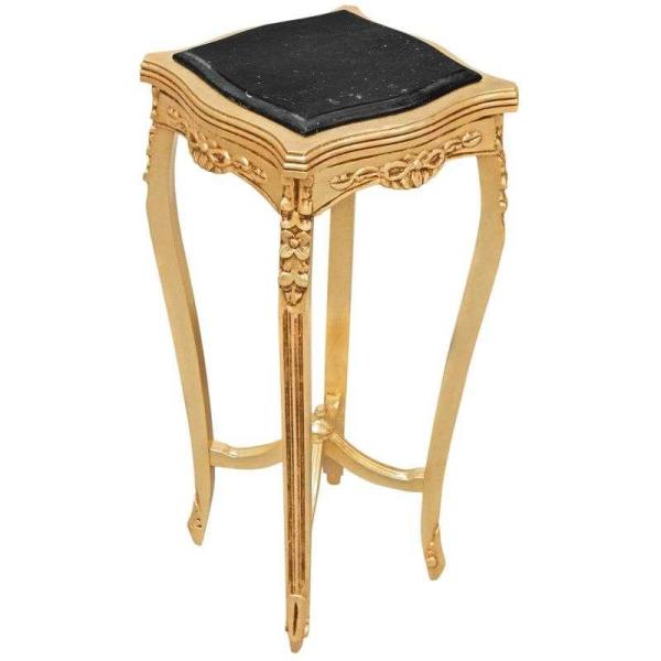 MACE Heritage - Barocker quadratischer Beistelltisch - Louis XV - Gold - Marmorplatte aus echtem schwarzem Naturmarmor - Klassische Möbel - Wohnzimmer - Beistellsofa