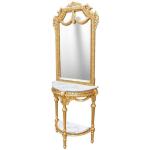 Baroque Louis XVI- Half circle console - Mirror+Console - Gold - White marble - Classic furniture - Living room furniture - MACE