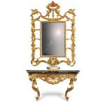 Baroque Louis XVI Sink Console - Mirror+Console+Sink - Old gold - Black marble - Classic furniture - Bathroom furniture - MACE