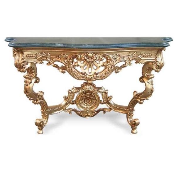 Baroque Louis XVI Sink Console - Mirror+Console+Sink - Old gold - Black marble - Classic furniture - Bathroom furniture - MACE