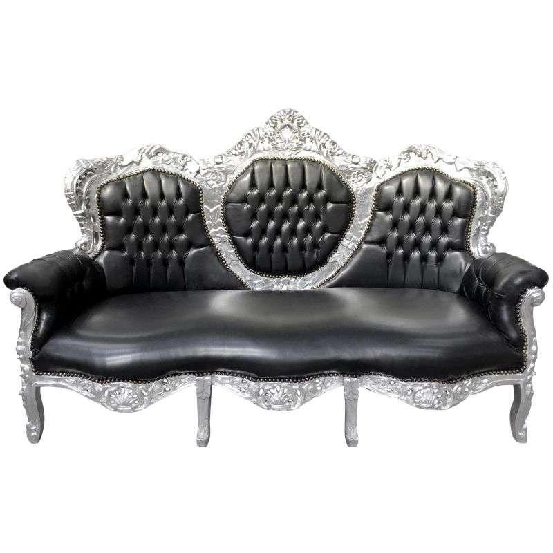 MACE Heritage - Canapé baroque – feuille d’argent, noir, blanc, rouge