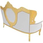 Barockes Luxussofa - Royal Gold /Weiß - Klassische Möbel - Wohnzimmermöbel - Königliches weißes Leder - MACE