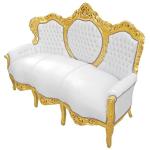 Barockes Luxussofa - Royal Gold /Weiß - Klassische Möbel - Wohnzimmermöbel - Königliches weißes Leder - MACE