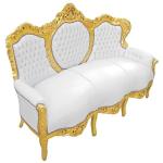 Barockes Luxussofa - Royal Gold /Weiß - Klassische Möbel - Wohnzimmermöbel - Königliches weißes Leder - MACE