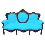 Barockes Luxussofa - Royal Schwarz/Türkis - Klassische Möbel - Wohnzimmermöbel - Royal türkisfarbener Samtstoff - MACE