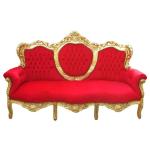 MACE Heritage - Canapé baroque – velours, feuille d’or, blanc, rouge, doré