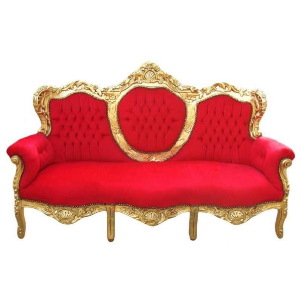 MACE Heritage - Canapé baroque – velours, feuille d’or, blanc, rouge, doré