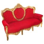 MACE Heritage - Canapé baroque – velours, feuille d’or, blanc, rouge, doré