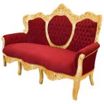 Barockes Luxussofa - Royal Gold/Rot-Burgund - Klassische Möbel - Wohnzimmermöbel - Samtstoff Royal Rot-Burgund - MACE