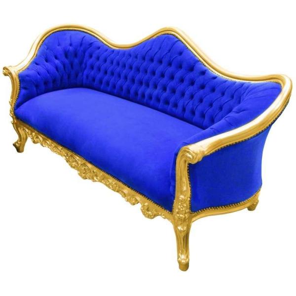 Barocker Luxus-Stil Napoleon III - Gold/Blau - Klassische Möbel - Wohnzimmermöbel - Blauer Samtstoff - MACE