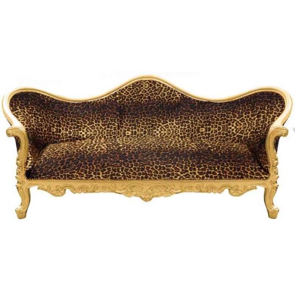 Barocker Luxus-Stil Napoleon III - Gold/Bedruckter Leopard - Klassische Möbel - Wohnzimmermöbel - Bedruckter Leopardenstoff - MACE
