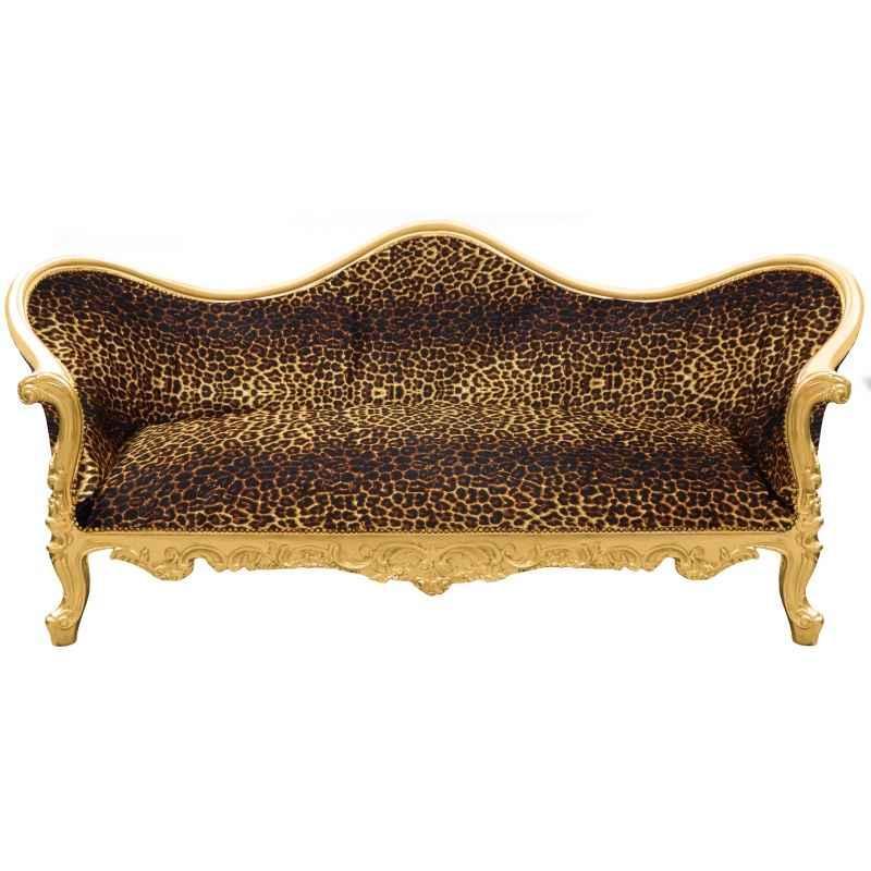 Barocker Luxus-Stil Napoleon III - Gold/Bedruckter Leopard - Klassische Möbel - Wohnzimmermöbel - Bedruckter Leopardenstoff - MACE
