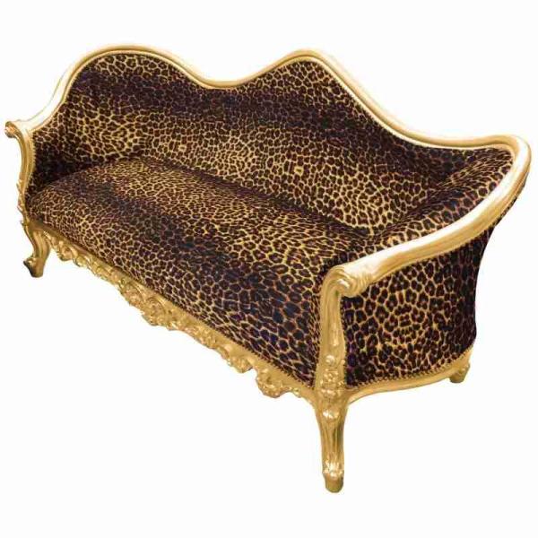 Barocker Luxus-Stil Napoleon III - Gold/Bedruckter Leopard - Klassische Möbel - Wohnzimmermöbel - Bedruckter Leopardenstoff - MACE