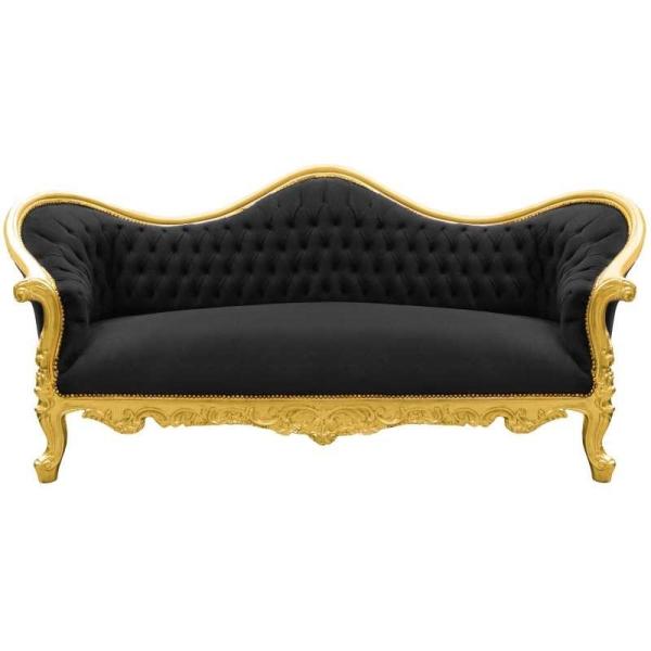Barocker Luxus-Stil Napoleon III - Gold/Schwarz - Klassische Möbel - Wohnzimmermöbel - Schwarzer Samtstoff - MACE