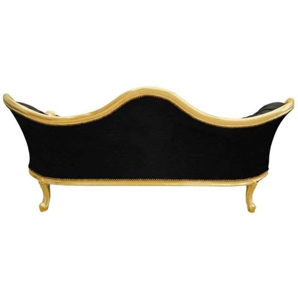 MACE Heritage - Barocker Luxus-Stil Napoleon III - Gold/Schwarz - Klassische Möbel - Wohnzimmermöbel - Schwarzes Leder - Dreisitzer - 210cm