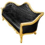 MACE Heritage - Barocker Luxus-Stil Napoleon III - Gold/Schwarz - Klassische Möbel - Wohnzimmermöbel - Schwarzes Leder - Dreisitzer - 210cm