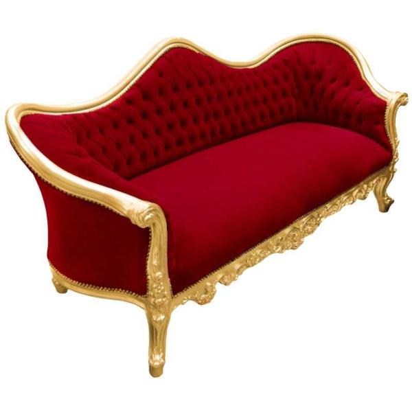 Baroque luxury Napoleon III style - Gold/Burgundy - Classic furniture - Living room furniture - Burgundy velvet fabric - Three seater - 210cm - MACE