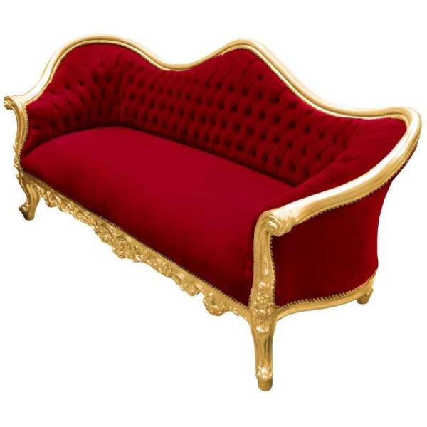 Baroque luxury Napoleon III style - Gold/Burgundy - Classic furniture - Living room furniture - Burgundy velvet fabric - Three seater - 210cm - MACE
