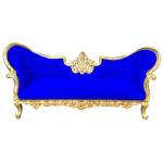 Baroque Luxury Style Napoleon III - Medallion - Gold/Blue - Classic Furniture - Living Room Furniture - Blue velvet fabric - Three Seater - MACE