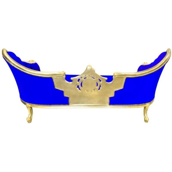 Baroque Luxury Style Napoleon III - Medallion - Gold/Blue - Classic Furniture - Living Room Furniture - Blue velvet fabric - Three Seater - MACE