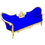 Baroque Luxury Style Napoleon III - Medallion - Gold/Blue - Classic Furniture - Living Room Furniture - Blue velvet fabric - Three Seater - MACE