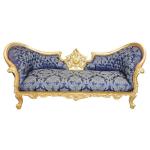 MACE Heritage - Barocker Luxusstil Napoleon III - Medaillon - Gold/Blau geblümt - Klassische Möbel - Wohnzimmermöbel - Blau geblümter Stoff - Dreisitzer - 210 cm