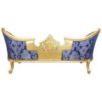 MACE Heritage - Barocker Luxusstil Napoleon III - Medaillon - Gold/Blau geblümt - Klassische Möbel - Wohnzimmermöbel - Blau geblümter Stoff - Dreisitzer - 210 cm