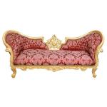 Baroque Luxury Style Napoleon III - Medallion - Gold/Red flowery - Classic Furniture - Living Room Furniture - Red flowery fabric - Three Seater - 210 cm - MACE