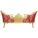 Baroque Luxury Style Napoleon III - Medallion - Gold/Red flowery - Classic Furniture - Living Room Furniture - Red flowery fabric - Three Seater - 210 cm - MACE