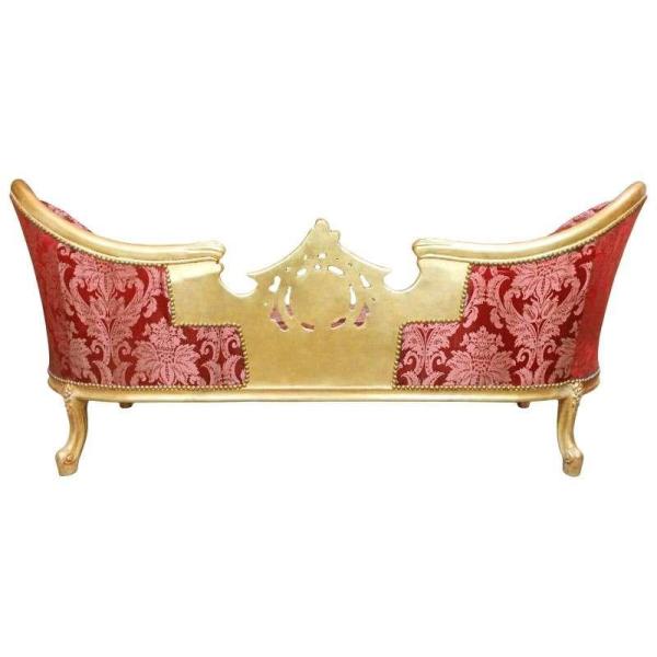 Baroque Luxury Style Napoleon III - Medallion - Gold/Red flowery - Classic Furniture - Living Room Furniture - Red flowery fabric - Three Seater - 210 cm - MACE