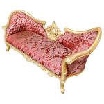 Baroque Luxury Style Napoleon III - Medallion - Gold/Red flowery - Classic Furniture - Living Room Furniture - Red flowery fabric - Three Seater - 210 cm - MACE