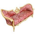 Baroque Luxury Style Napoleon III - Medallion - Gold/Red flowery - Classic Furniture - Living Room Furniture - Red flowery fabric - Three Seater - 210 cm - MACE