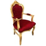 Barock-Rokoko-Stil - Sessel - Gold/Burgund - Klassisches Mobiliar - Wohnzimmermöbel - Samtstoff Burgund - MACE